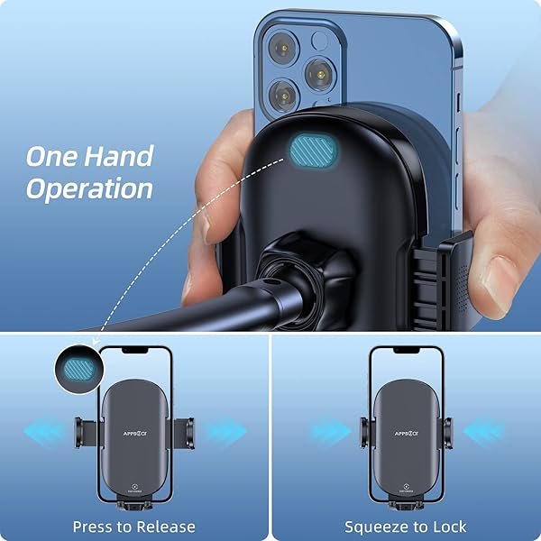 APPS2Car APPS2Car Wireless Car Charger 15W Fast Charging Phone Holder Mount for Dashboard Windshield Air Vent Compatible with iPhone Samsung LG and More - View 6 of 7