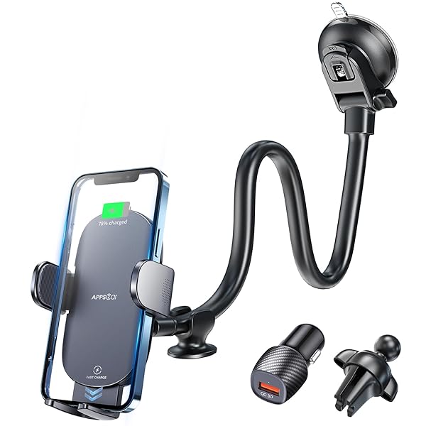 APPS2Car APPS2Car Wireless Car Charger 15W Fast Charging Phone Holder Mount for Dashboard Windshield Air Vent Compatible with iPhone Samsung LG and More - View 2 of 7
