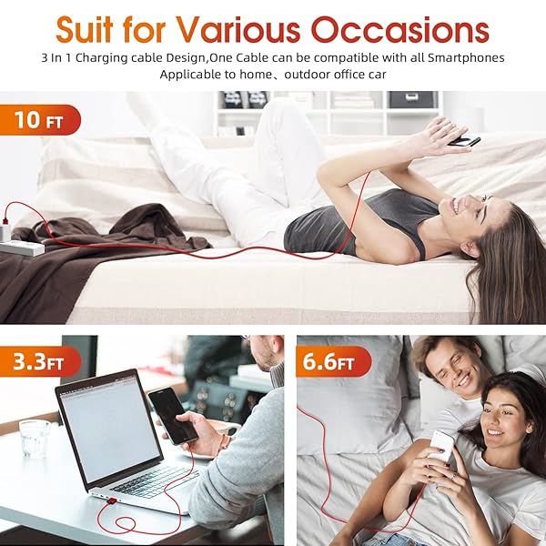 Ankndo 5 Pack Magnetic Charging Cable 3 in 1 Rotating Charger with LED Light Nylon Braided Cord for Micro USB USB C and iProduct Devices - View 8 of 8