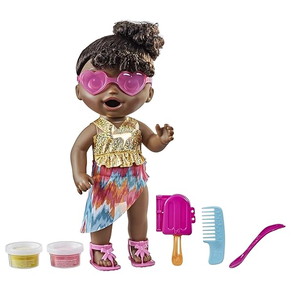 Baby Alive Baby Alive Sunshine Snacks Doll: Summer Waterplay Fun, Eats & Poops, Perfect Toy for Kids 3+, Black Hair