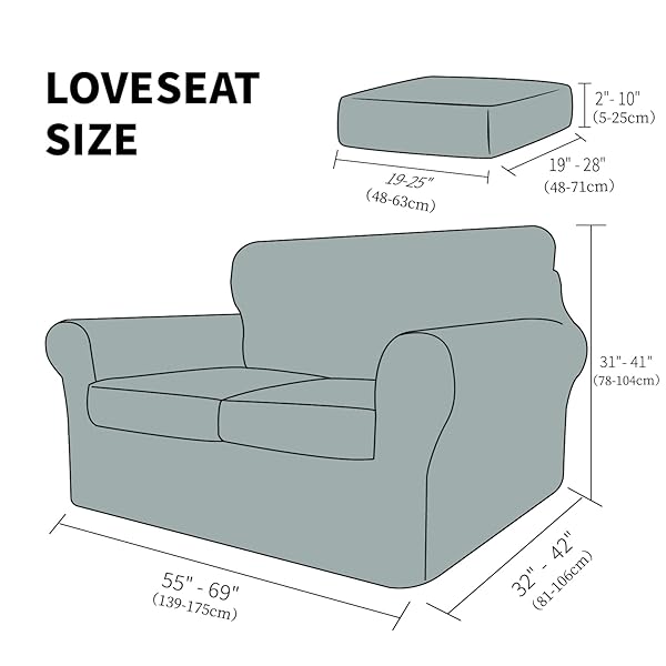 YEMYHOM YEMYHOM Checkered 3 Piece Couch Covers for 2 Cushion Sofa High Stretch Thickened Pet Protector Light Blue 55-69 Inches - View 7 of 8