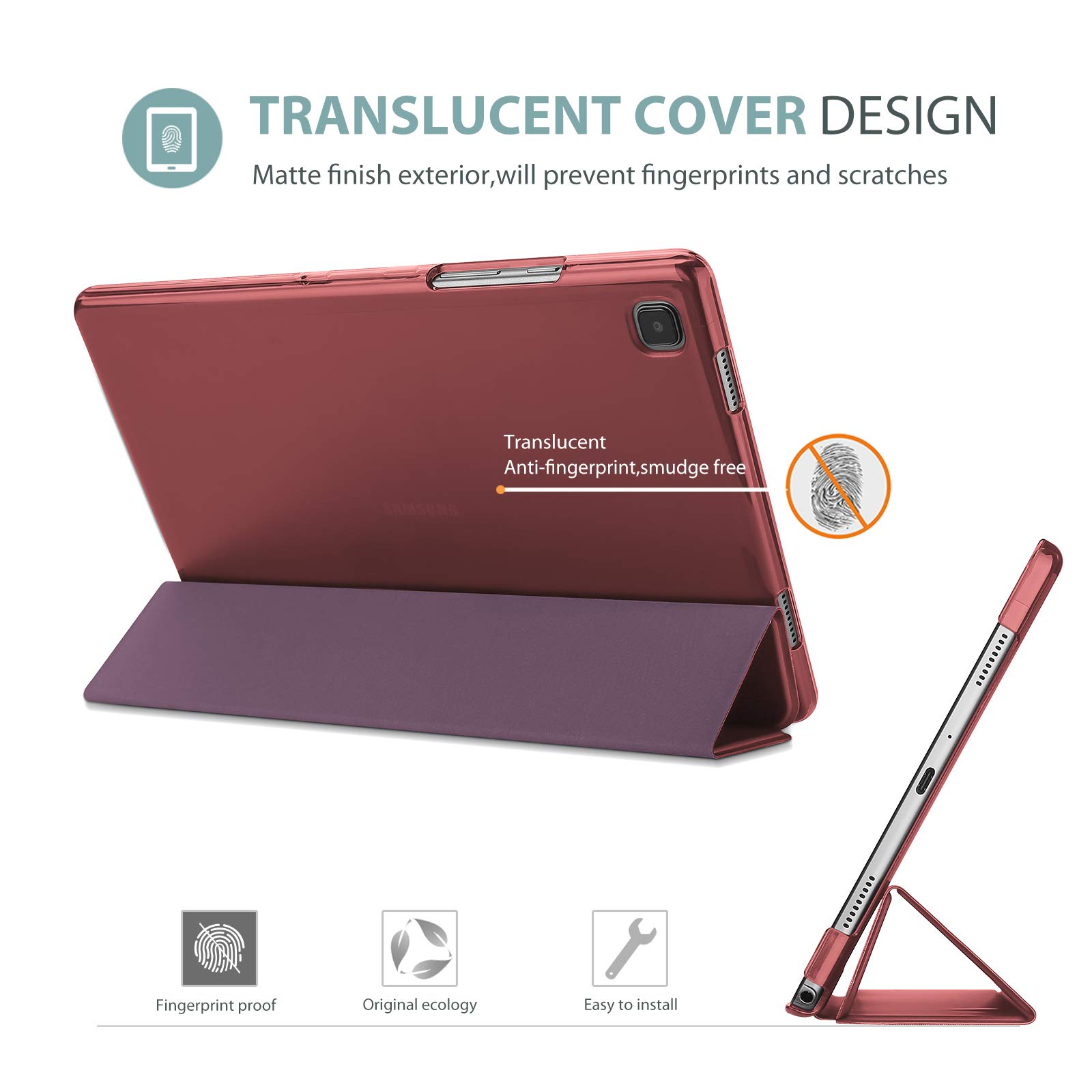 ProCase ProCase Smart Case for Galaxy Tab A7 10.4 Inch 2022 2020 Protective Stand Hard Shell Cover Wine Color - View 3 of 7