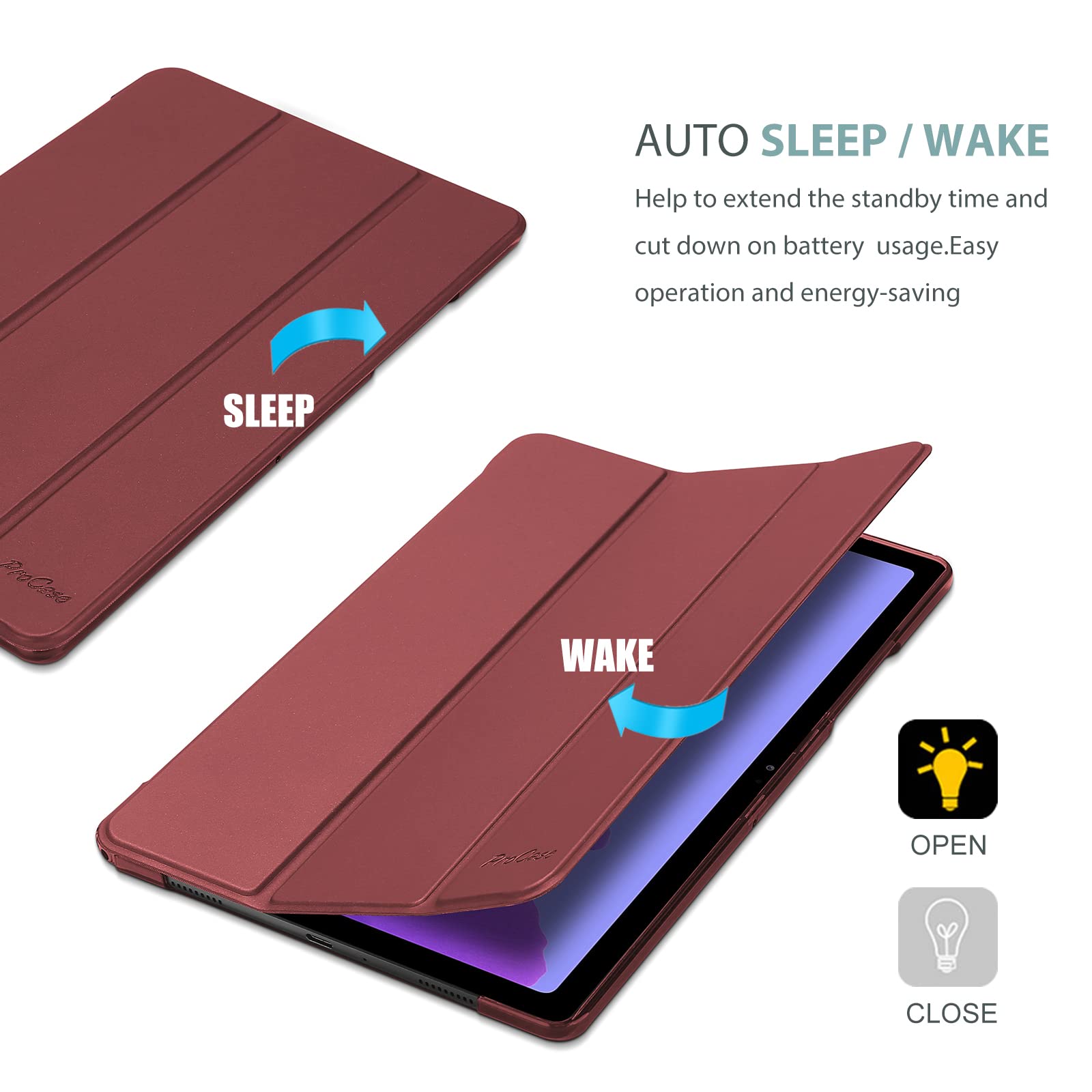 ProCase ProCase Smart Case for Galaxy Tab A7 10.4 Inch 2022 2020 Protective Stand Hard Shell Cover Wine Color - View 6 of 7