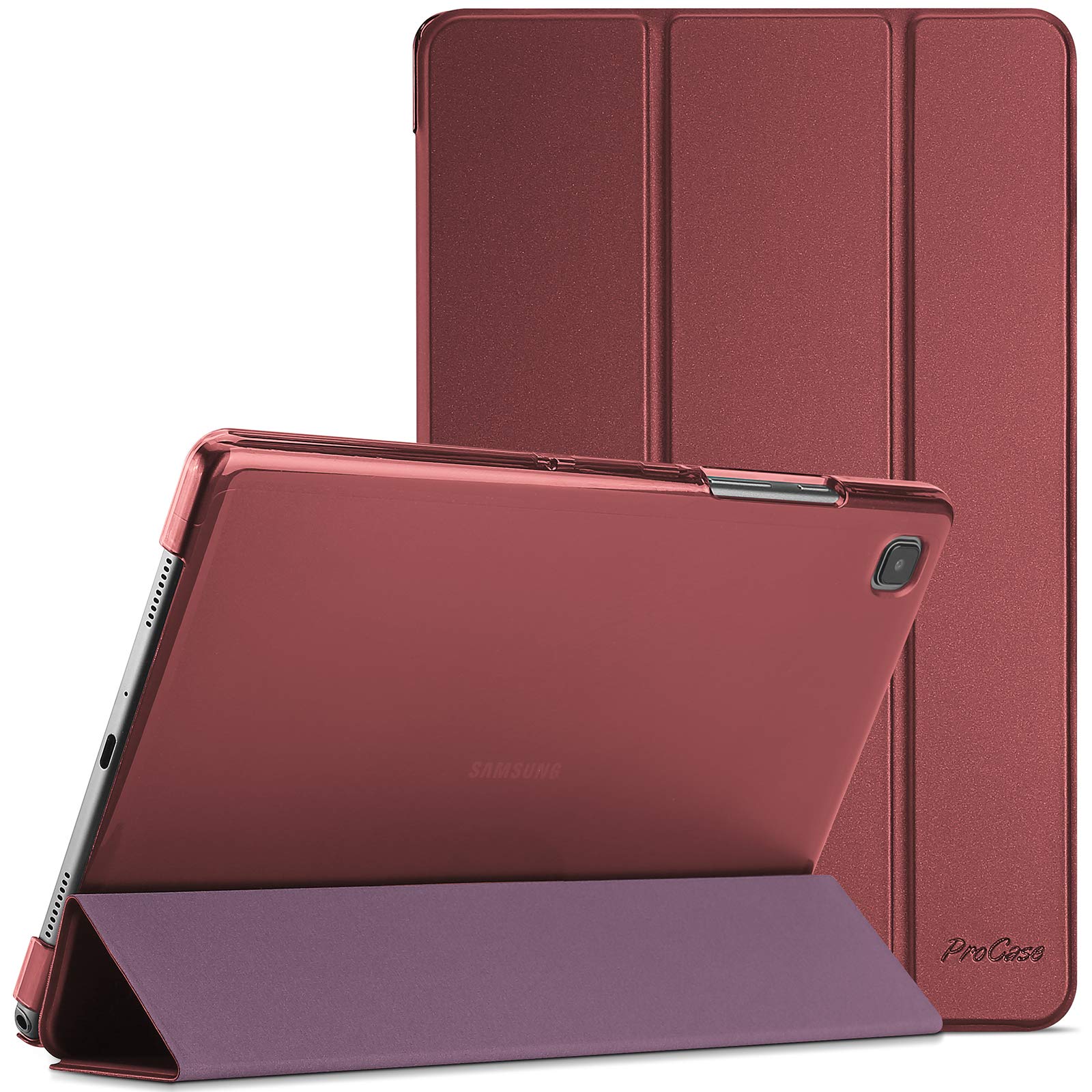 ProCase Smart Case for Galaxy Tab A7 10.4 Inch 2022 2020 Protective Stand Hard Shell Cover Wine Color