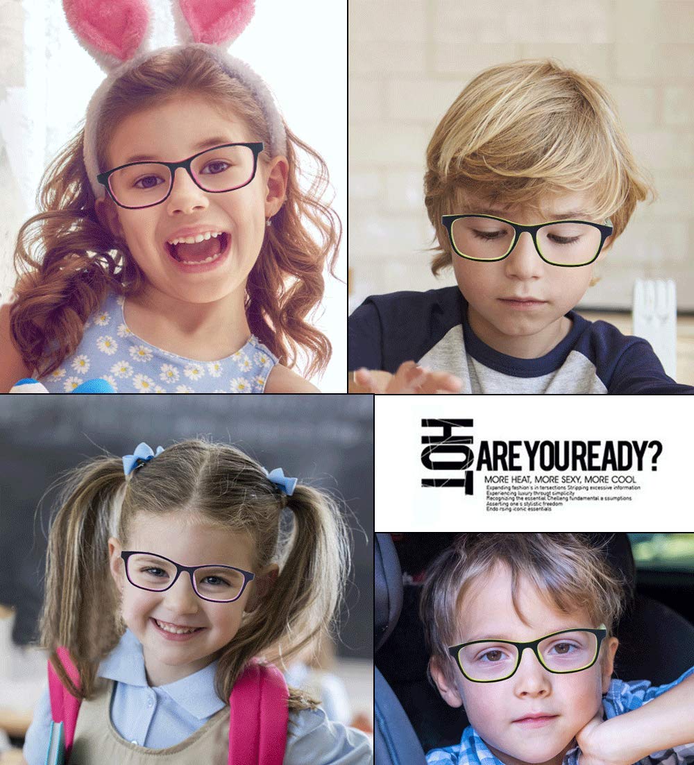 ALWAYSUV 2 Pack Kids Blue Light Blocking Glasses Square Eyeglasses for Boys and Girls Anti Blue Ray Computer Game Glasses - View 5 of 6