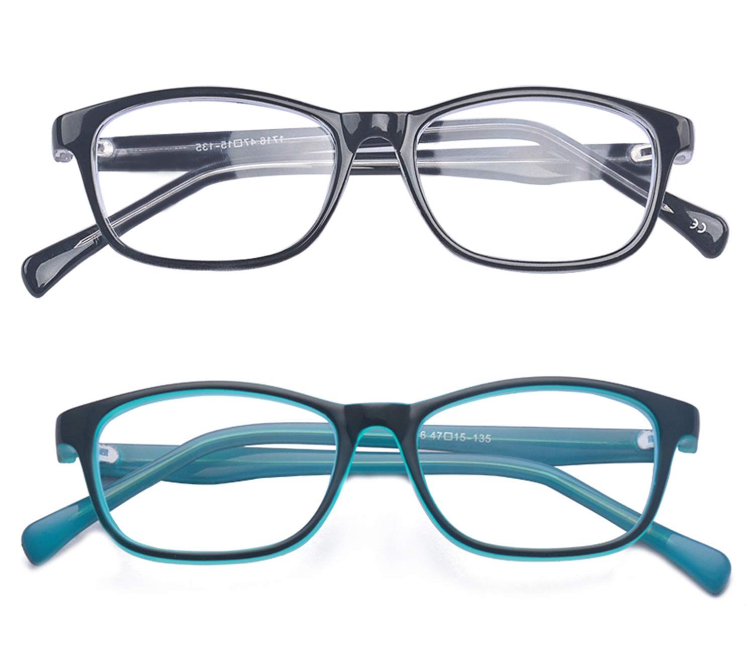 ALWAYSUV 2 Pack Kids Blue Light Blocking Glasses Square Eyeglasses for Boys and Girls Anti Blue Ray Computer Game Glasses