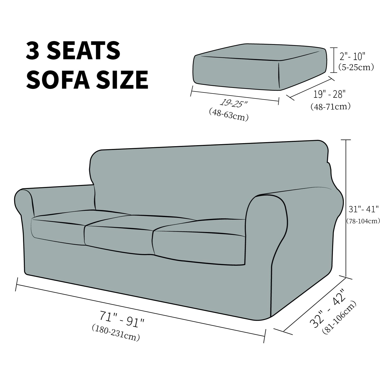 YEMYHOM Checkered 4 Piece Couch Covers for 3 Cushion Sofa High Stretch Thickened Elastic Slipcovers Light Blue Furniture Protector - View 6 of 7