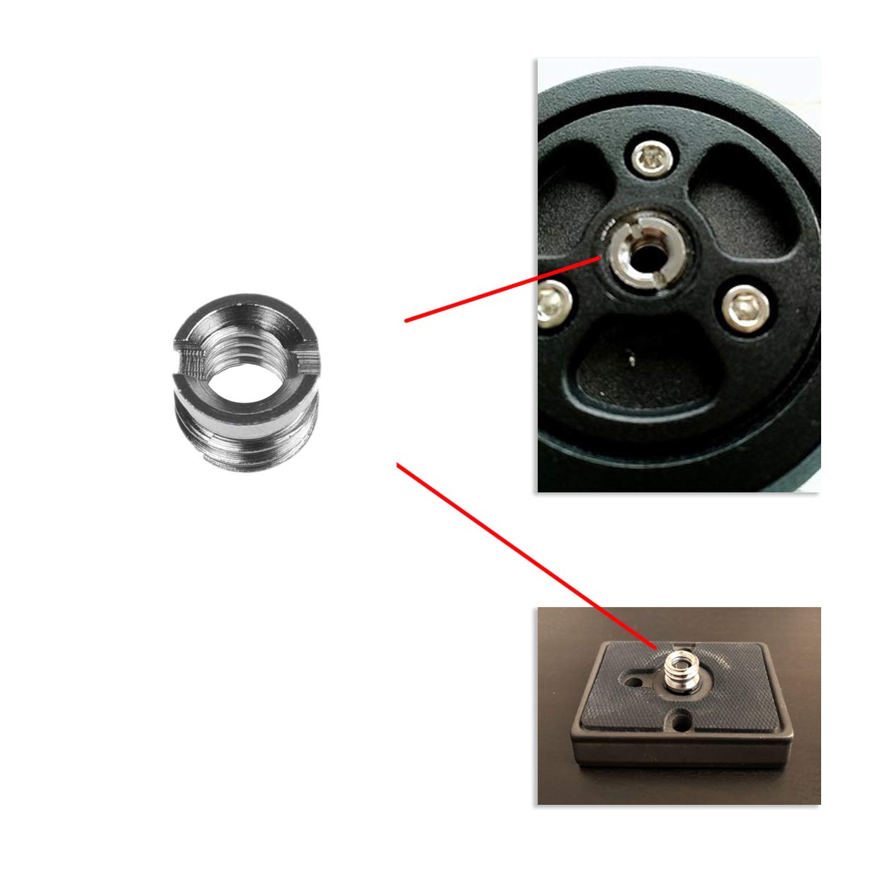 Kare and Kind 20x Adapter Mount Set for DSLR Cameras Tripods Light Stands Monopod Ballhead Standard Thread 1/4 Inch 3/8 Inch Converter Screws - View 3 of 6