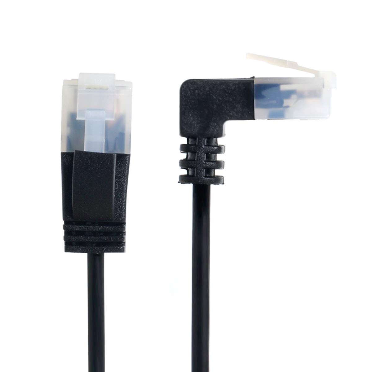 Ultra Slim Cat6 Ethernet Cable 90 Degree RJ45 - 1M UTP Patch Cord for Laptop, Router, TV Box | High-Speed Network Connection