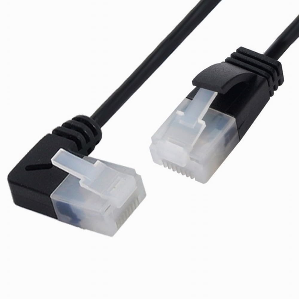 Cablecc Ultra Slim Cat6 Ethernet Cable 2M RJ45 Right Angled to Straight UTP Network Patch Cord for Laptop Router TV Box - View 2 of 9