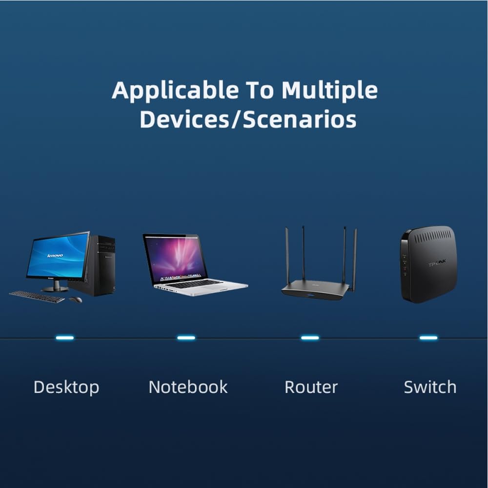 Cablecc Ultra Slim Cat6 Ethernet Cable 2M RJ45 Right Angled to Straight UTP Network Patch Cord for Laptop Router TV Box - View 8 of 9