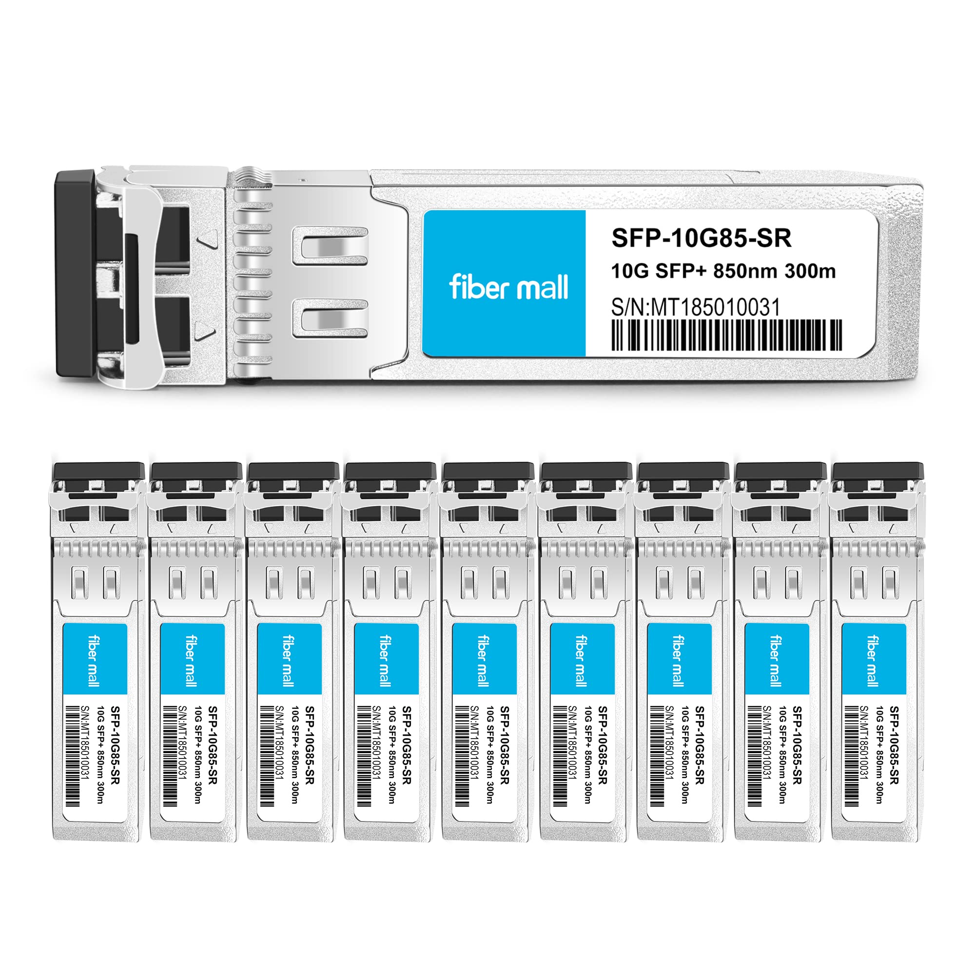 Fiber Mall SFP 10G SR for HPE ProCurve J9150A Aruba J9150D J9150DCM JL748A 10GBASE-SR 850nm 300m MMF DOM Transceiver Module Pack of 10