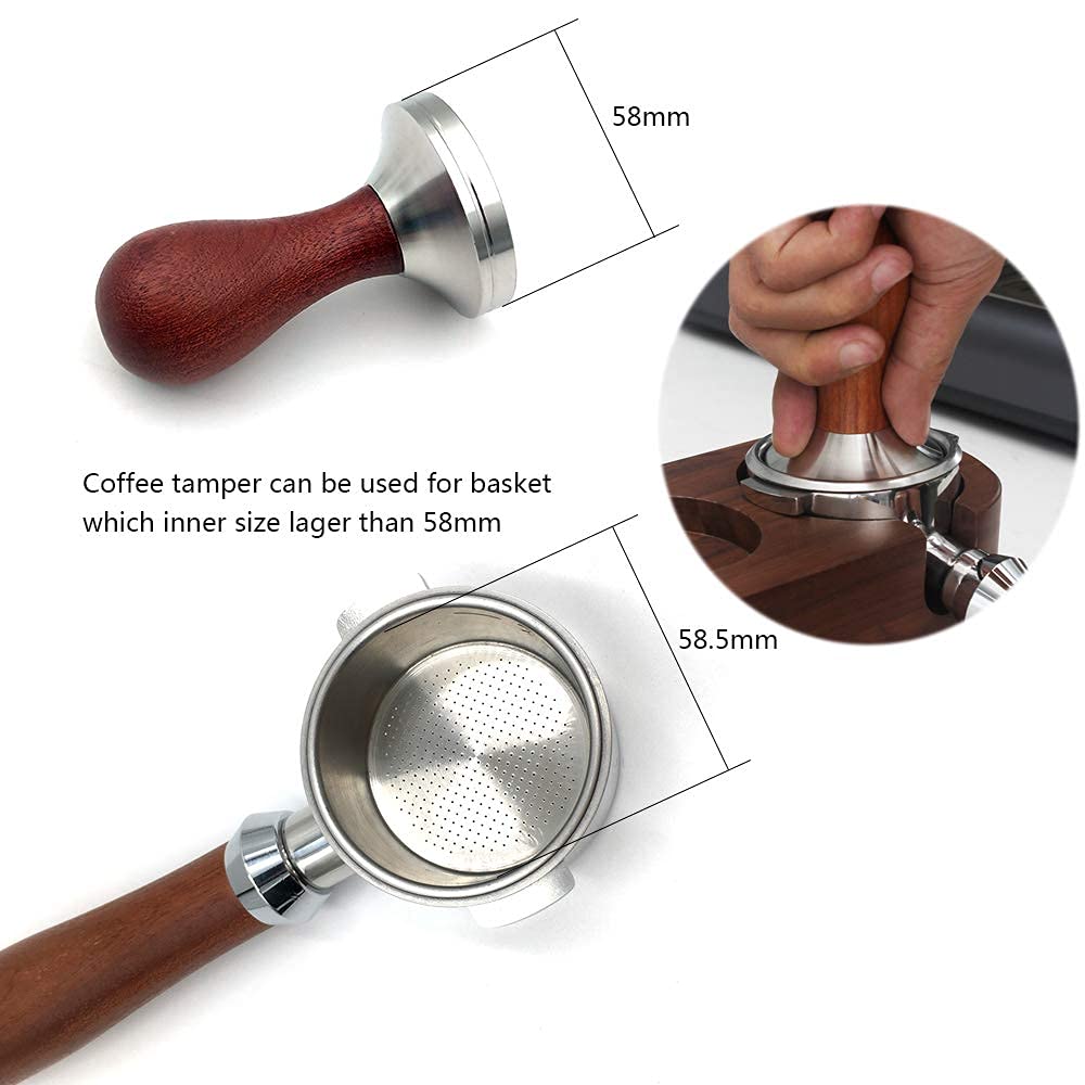 Boicafe 58mm Coffee Tamper Stainless Steel Wooden Handle Espresso Tool with Mat for Perfect Coffee Extraction - View 5 of 7