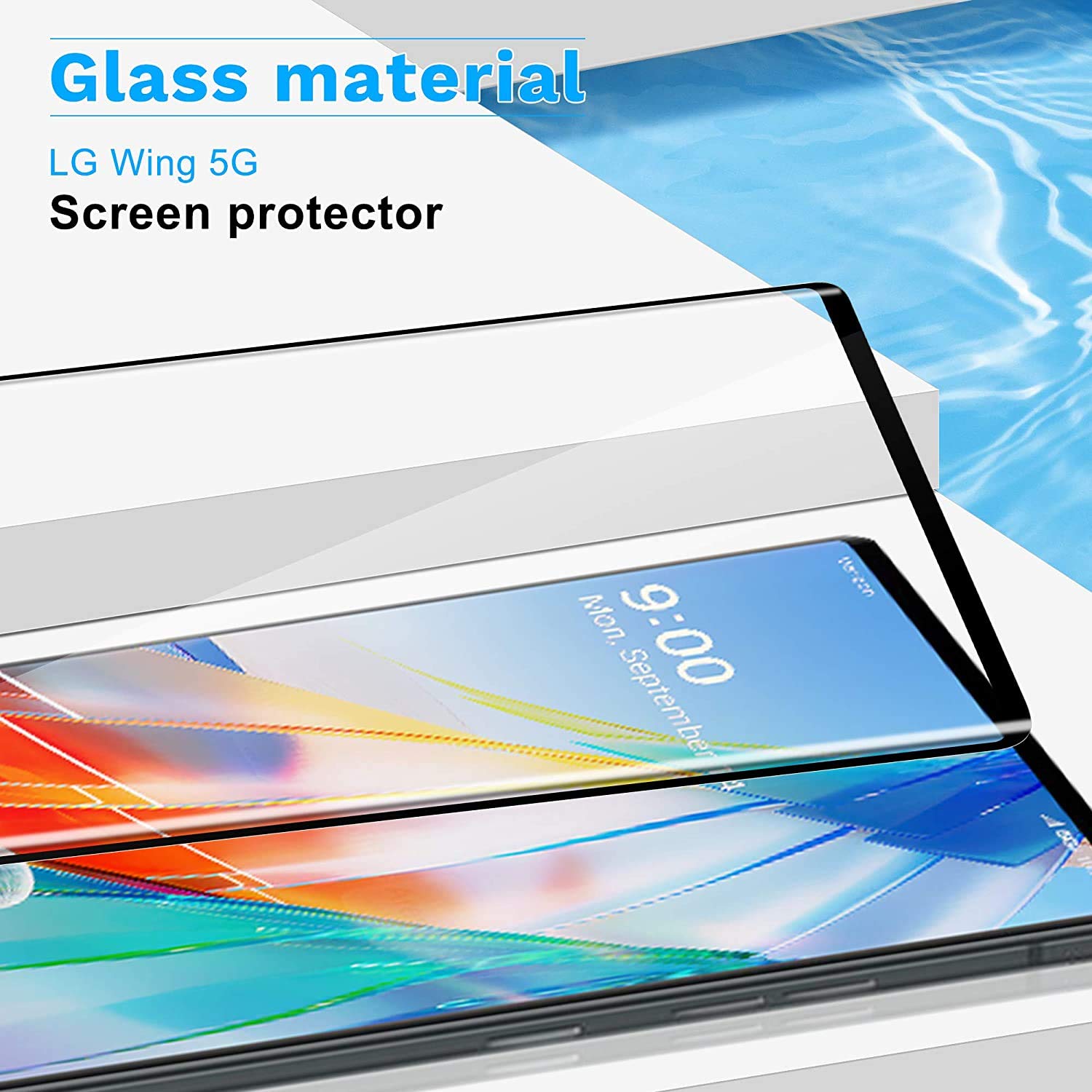 LG Wing 5G 3D Curved Screen Protector 2 Pack Full Coverage HD Clear Anti Scratch Anti Fingerprint Tempered Glass - View 3 of 6