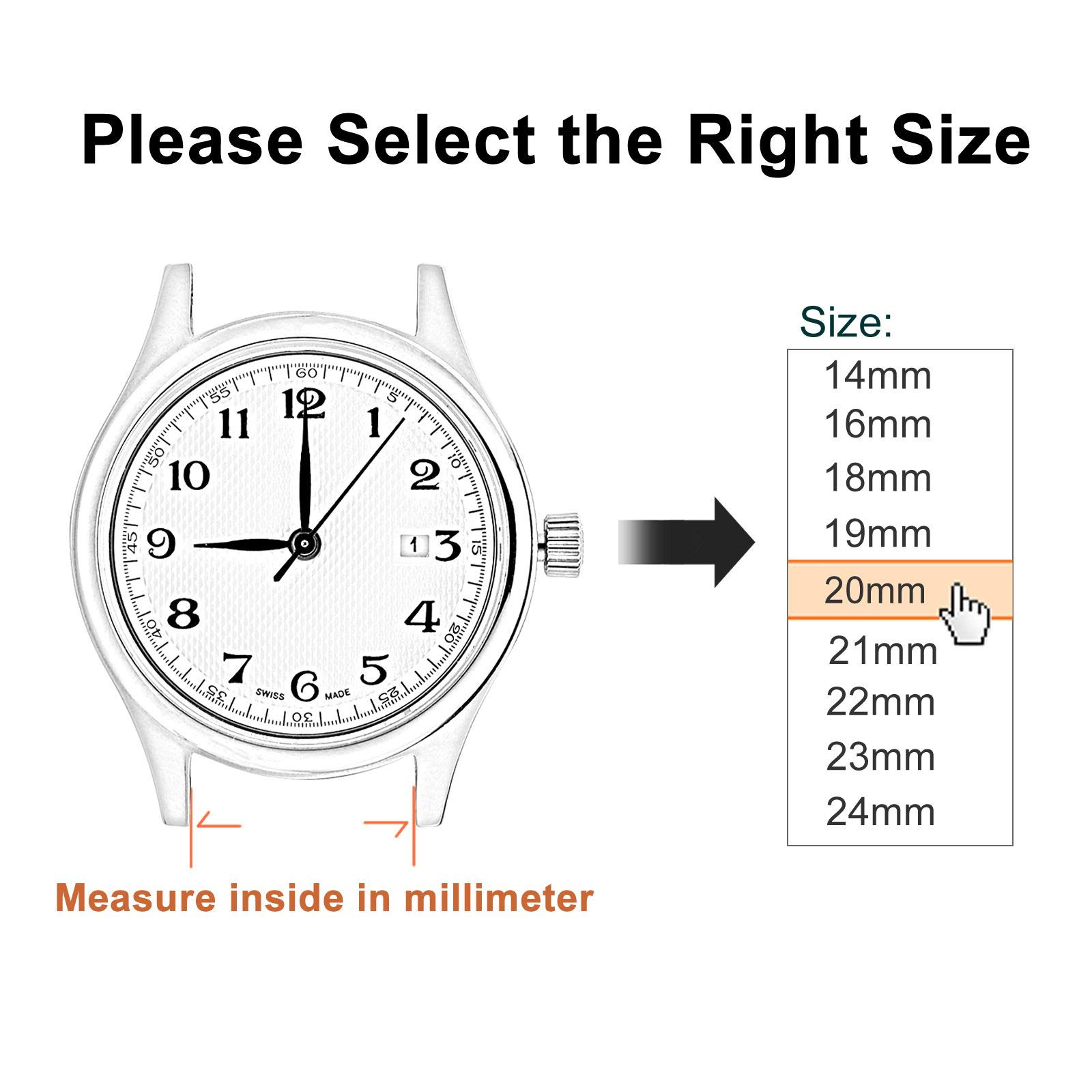 WOCCI 16mm Vintage Leather Watch Band for Men and Women with Silver Buckle in Tan Color - View 3 of 9