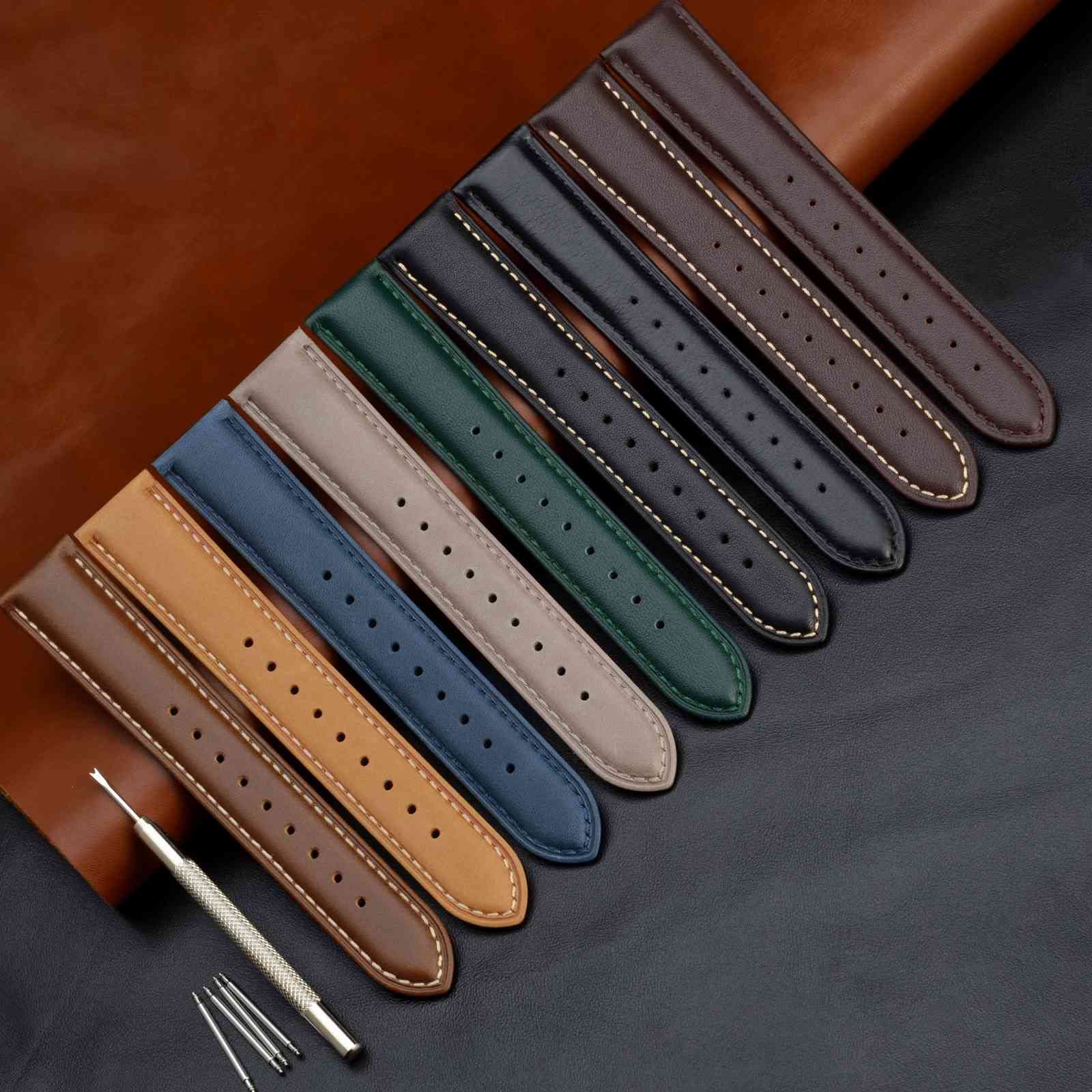 WOCCI 16mm Vintage Leather Watch Band for Men and Women with Silver Buckle in Tan Color - View 7 of 9