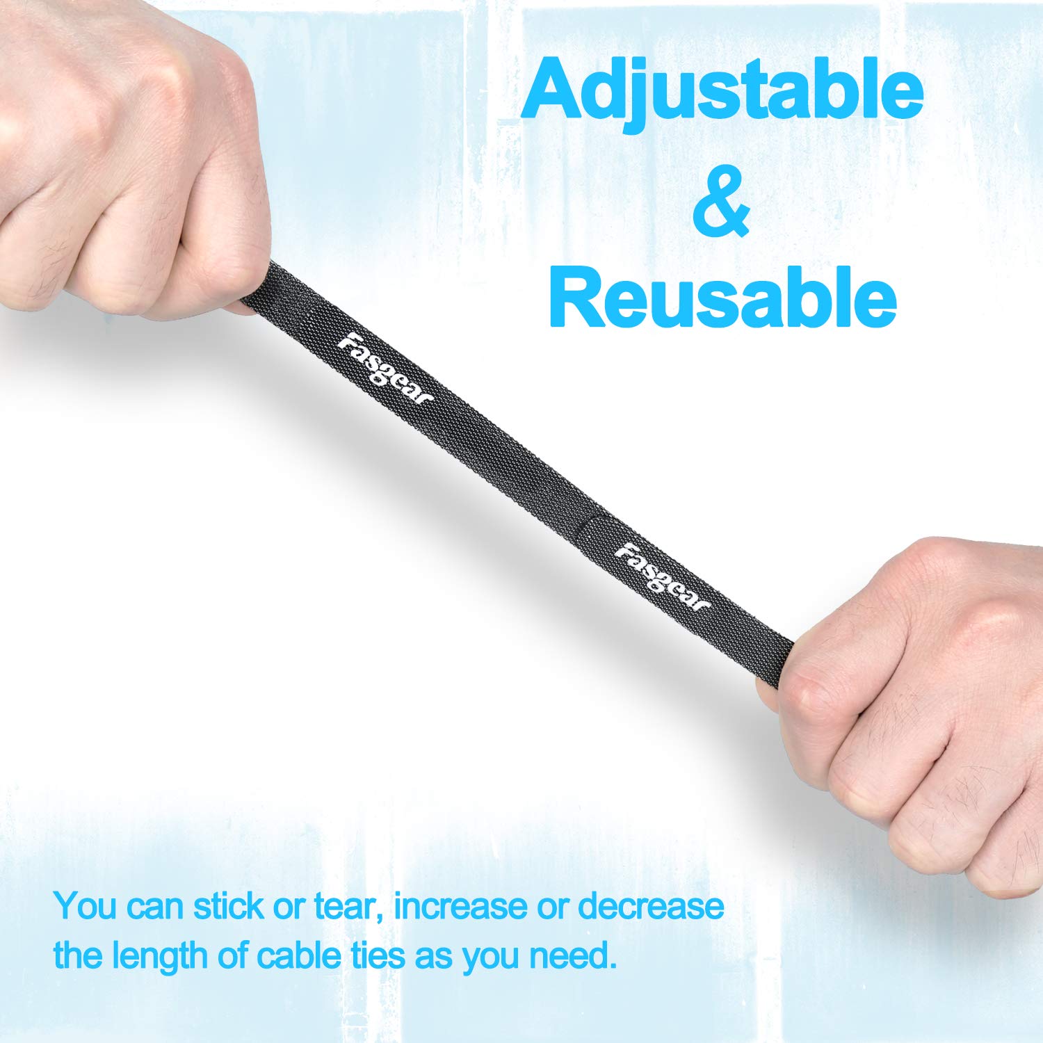 Fasgear 30 PCS Reusable Cable Ties Adjustable Fastener Hook and Loop Straps 6-inch Black for Organizing Cords and Wires - View 2 of 5