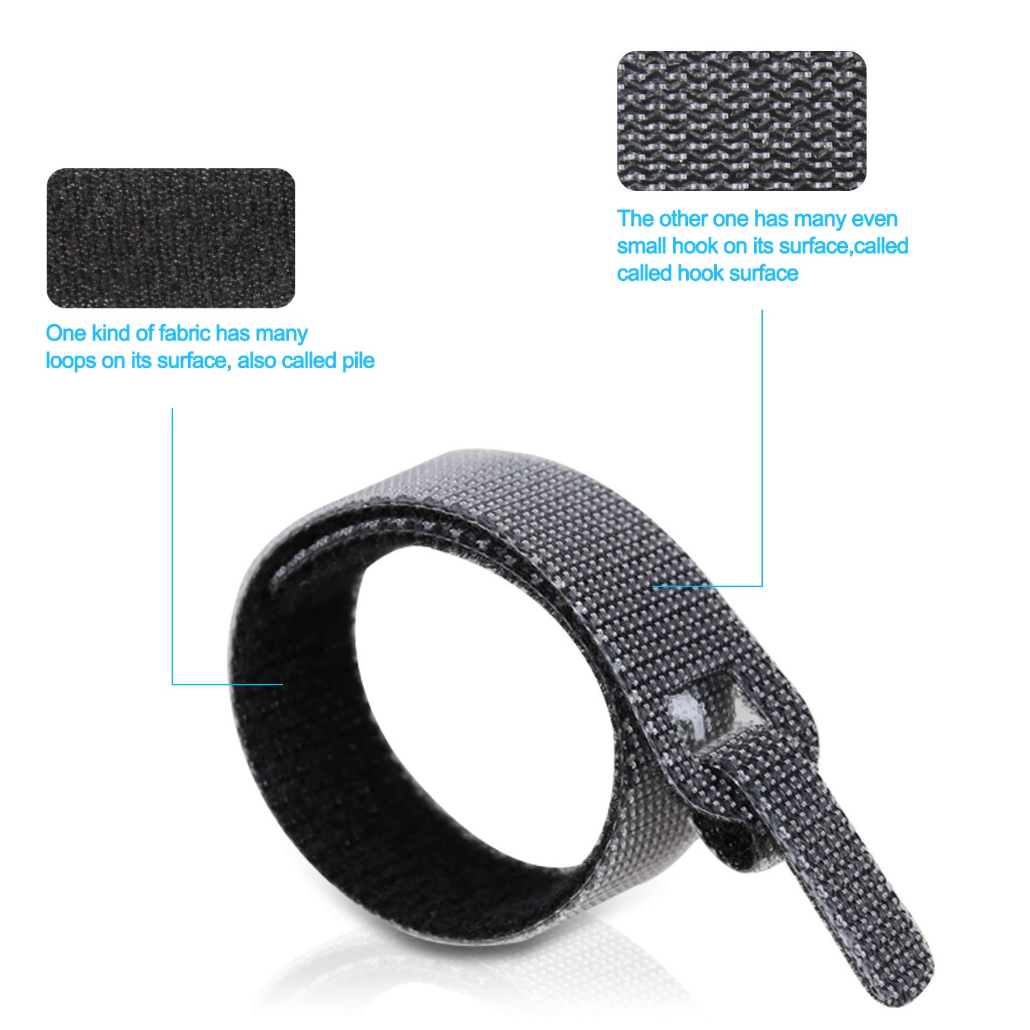 Fasgear 50 PCS Reusable Cable Ties Adjustable Fastener Hook and Loop Straps 6-inch Black for Organizing Cords and Wires - View 4 of 5