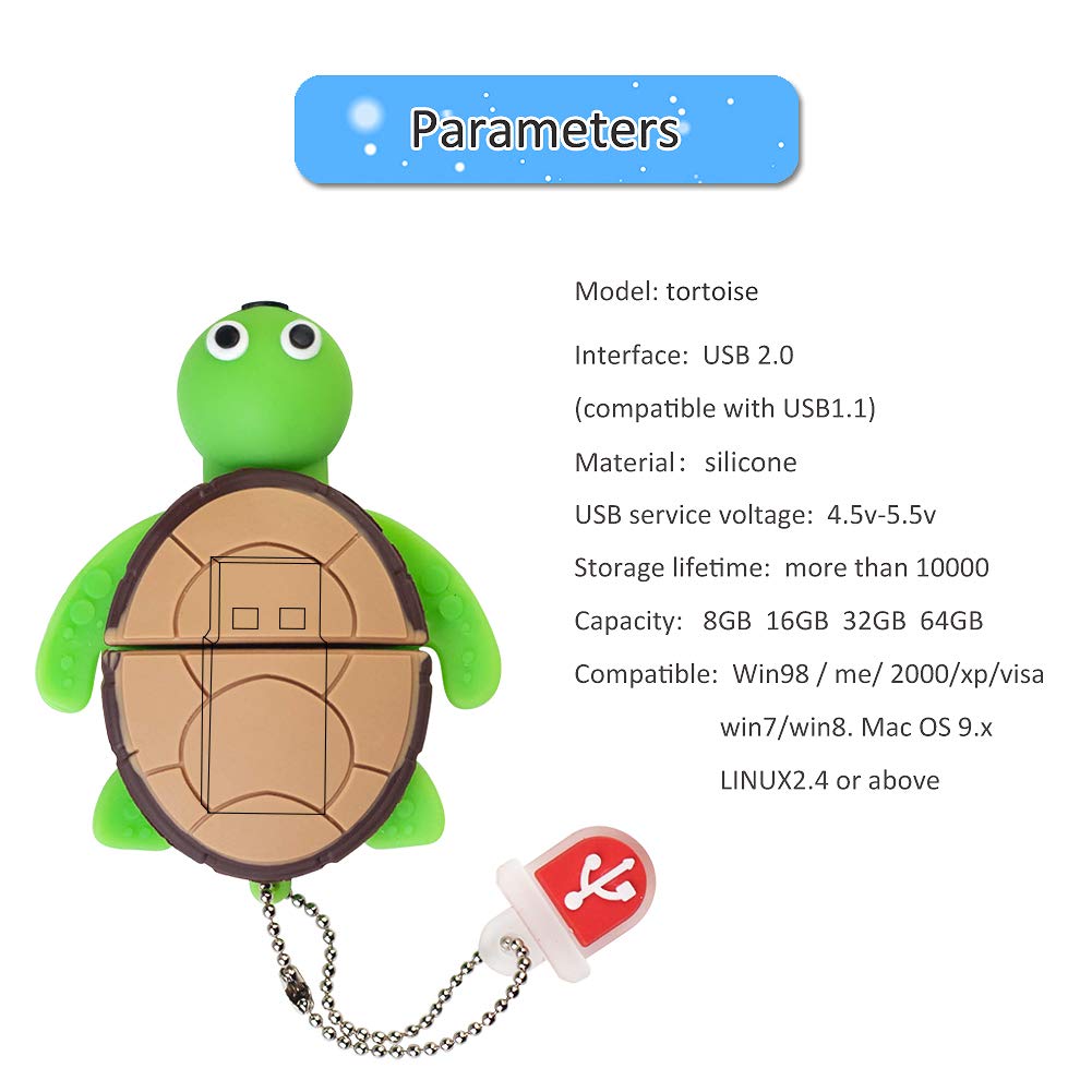 LEIZHAN 16GB Cute Cartoon Animal Turtle USB Flash Drive Perfect Gift for Kids Teachers and Friends - View 5 of 6