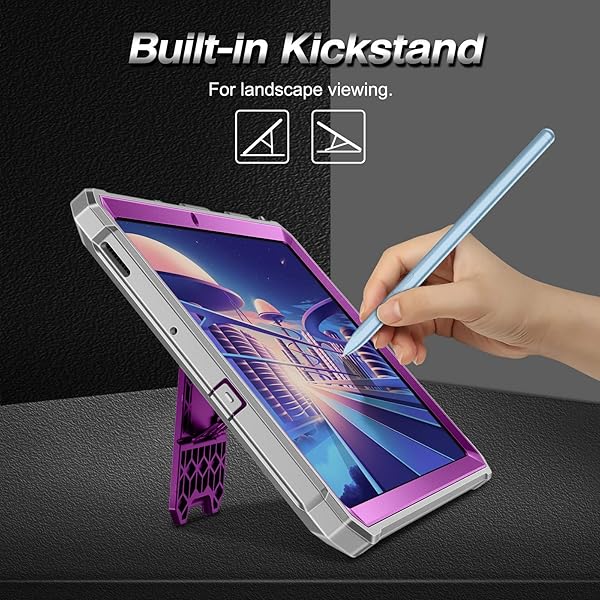 FINTIE Fintie Shockproof Case for Samsung Galaxy Tab S6 Lite 10.4 Inch – Rugged Unibody Hybrid Bumper Kickstand Cover with Screen Protector – Purple - View 5 of 11