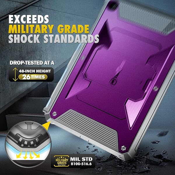 FINTIE Fintie Shockproof Case for Samsung Galaxy Tab S6 Lite 10.4 Inch – Rugged Unibody Hybrid Bumper Kickstand Cover with Screen Protector – Purple - View 9 of 11