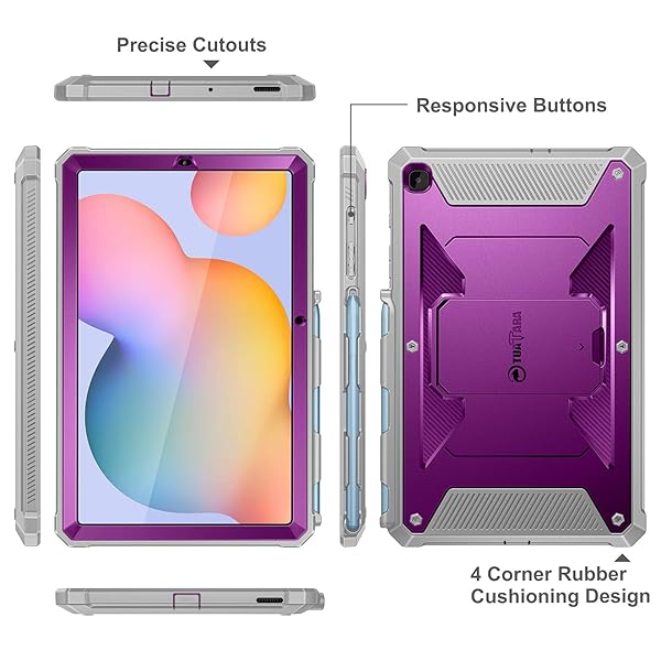 FINTIE Fintie Shockproof Case for Samsung Galaxy Tab S6 Lite 10.4 Inch – Rugged Unibody Hybrid Bumper Kickstand Cover with Screen Protector – Purple - View 11 of 11