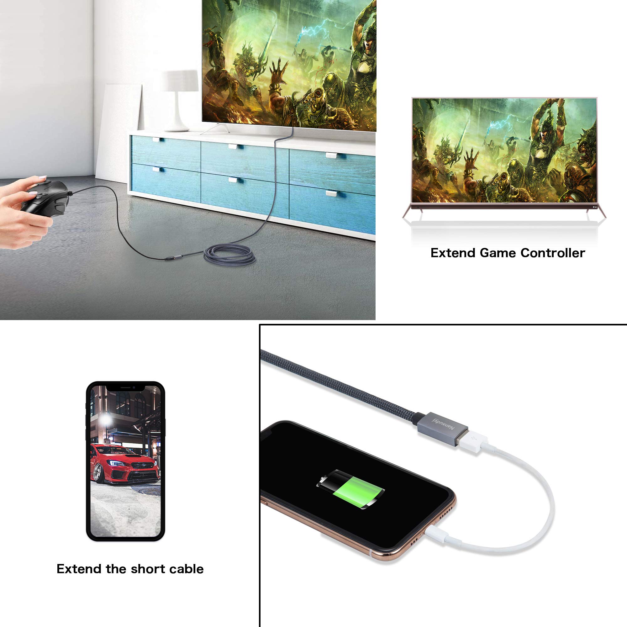 Nanxudyj 20ft USB 3.0 Extension Cable Type A Male to Female High Speed Data Transfer for PlayStation Oculus VR USB Devices - View 4 of 6