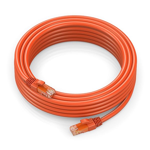 Maximm Cat 6 Ethernet Cable 75 ft - High-Speed 10Gbps LAN & Internet Patch Cable - UTP, 550MHz, Orange
