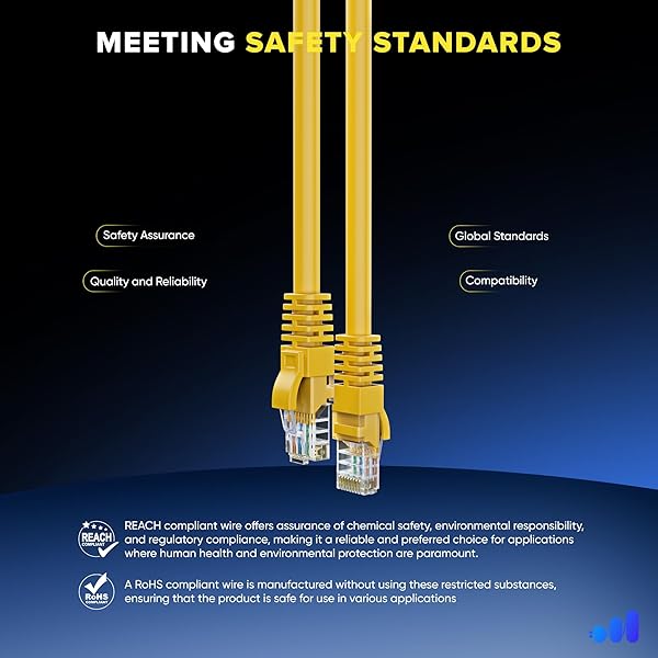 Maximm Maximm Cat 6 Ethernet Cable 100 ft - High-Speed LAN Cable, Internet Cable, Patch Cable, and Network Cable - UTP, 10Gbps, 550MHz Ethernet Cord - Yellow - View 7 of 10