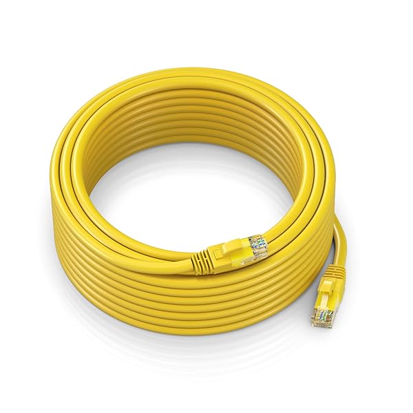 Maximm Maximm Cat 6 Ethernet Cable 100 ft - High-Speed LAN Cable, Internet Cable, Patch Cable, and Network Cable - UTP, 10Gbps, 550MHz Ethernet Cord - Yellow - View 2 of 10