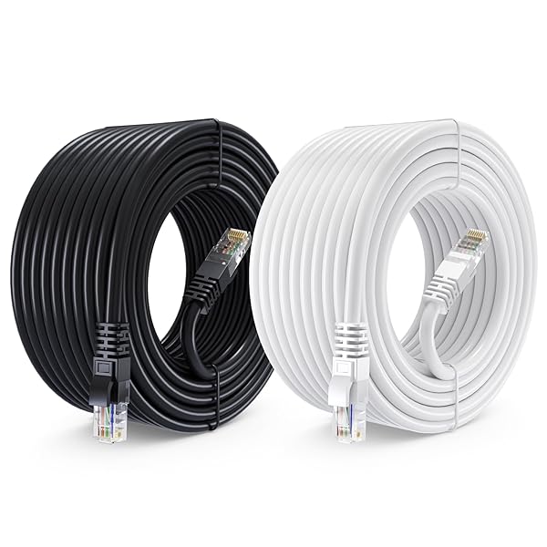 Maximm Maximm Cat 6 Ethernet Cable 50 ft (2-Pack) - High-Speed LAN Cable, Internet Cable, Patch Cable, and Network Cable - UTP, 10Gbps, 550MHz Cat6 Cable - Black & White - View 3 of 10