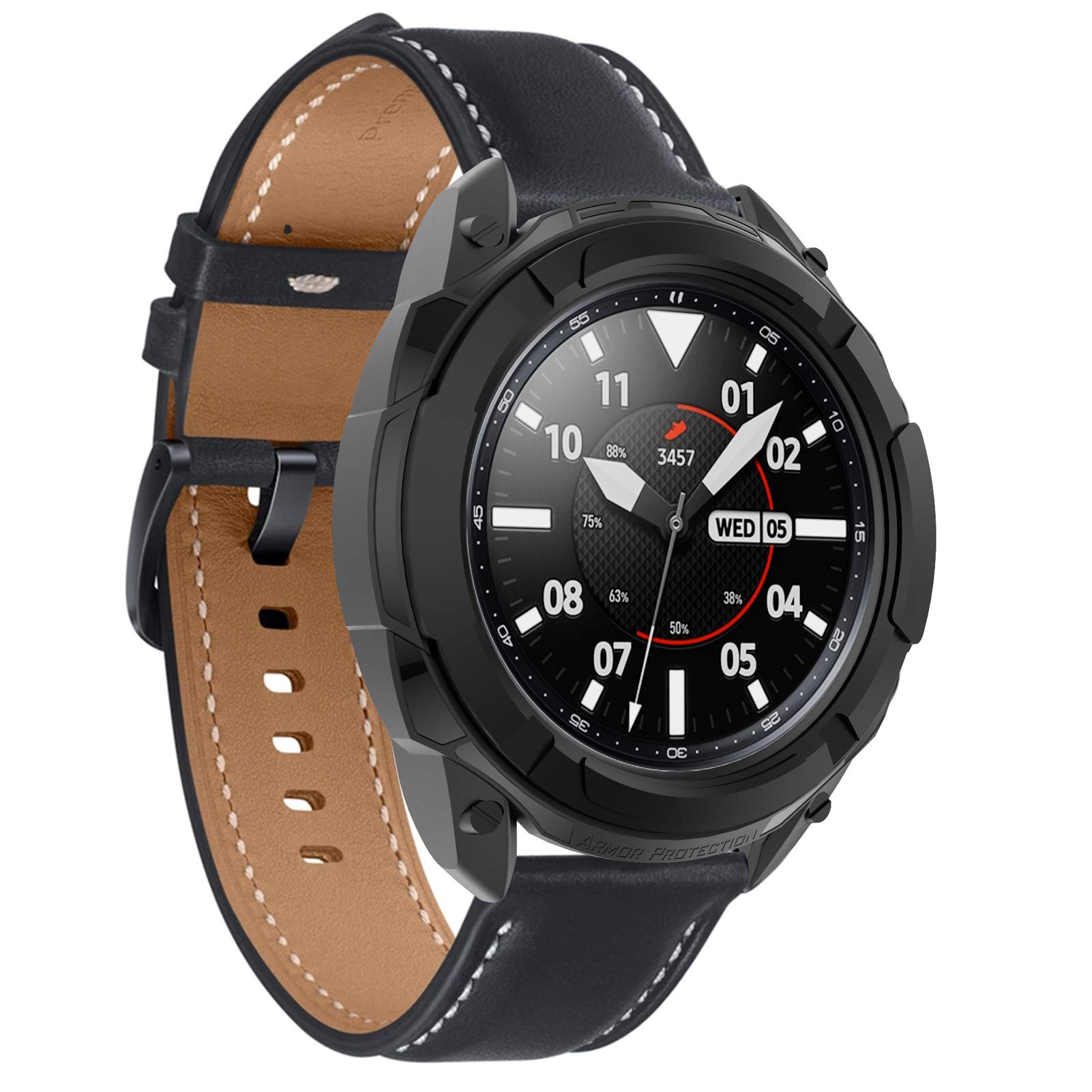 MOTONG Protective Case for Samsung Galaxy Watch 3 41MM 45MM TPU Black with Bezel Ring Dial Cover - View 3 of 4
