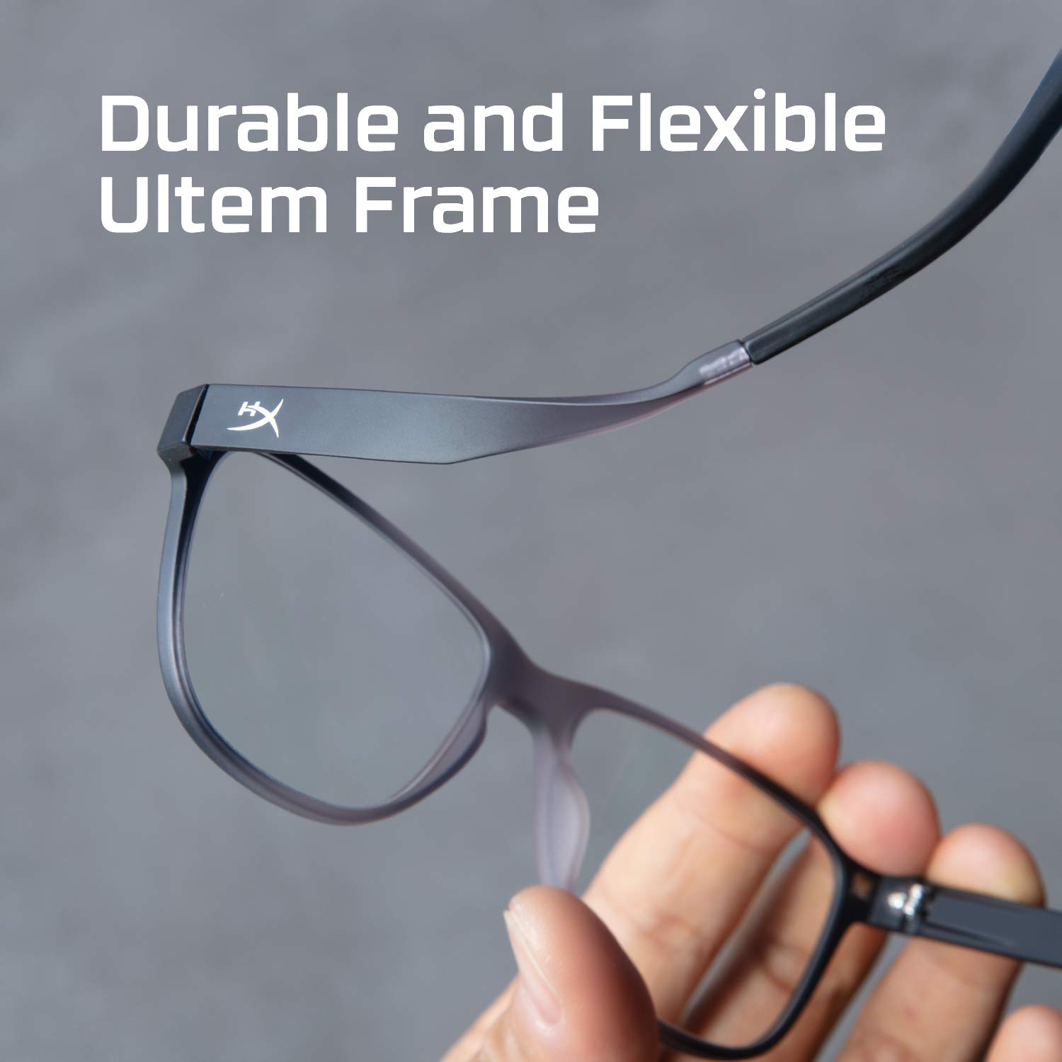 HyperX HyperX Spectre React Gaming Eyewear Blue Light Blocking Glasses UV Protection Ultem Frame Crystal Clear Lenses Medium Large Crystal Grey - View 4 of 6