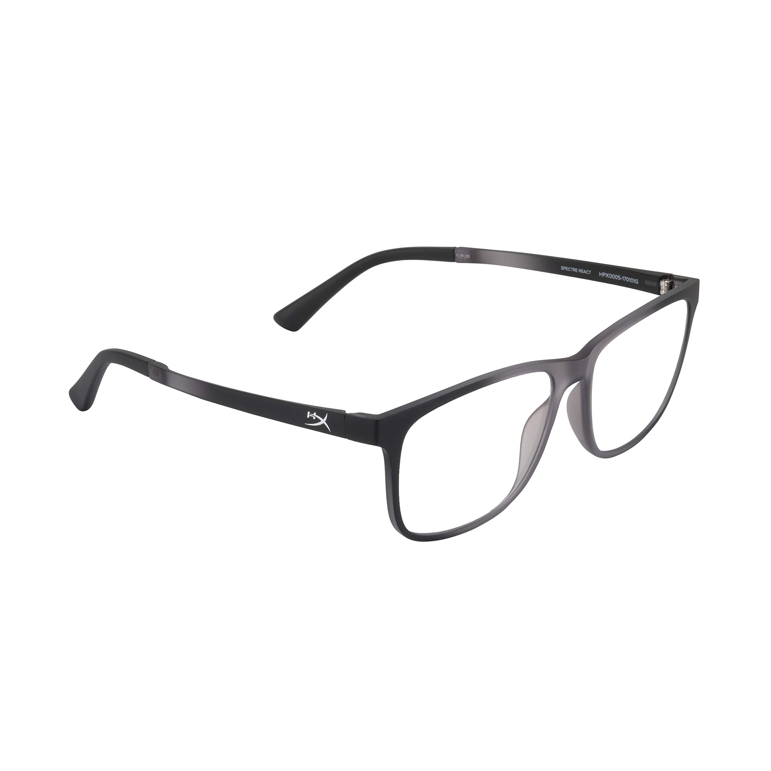 HyperX Spectre React Gaming Eyewear Blue Light Blocking Glasses UV Protection Ultem Frame Crystal Clear Lenses Medium Large Crystal Grey