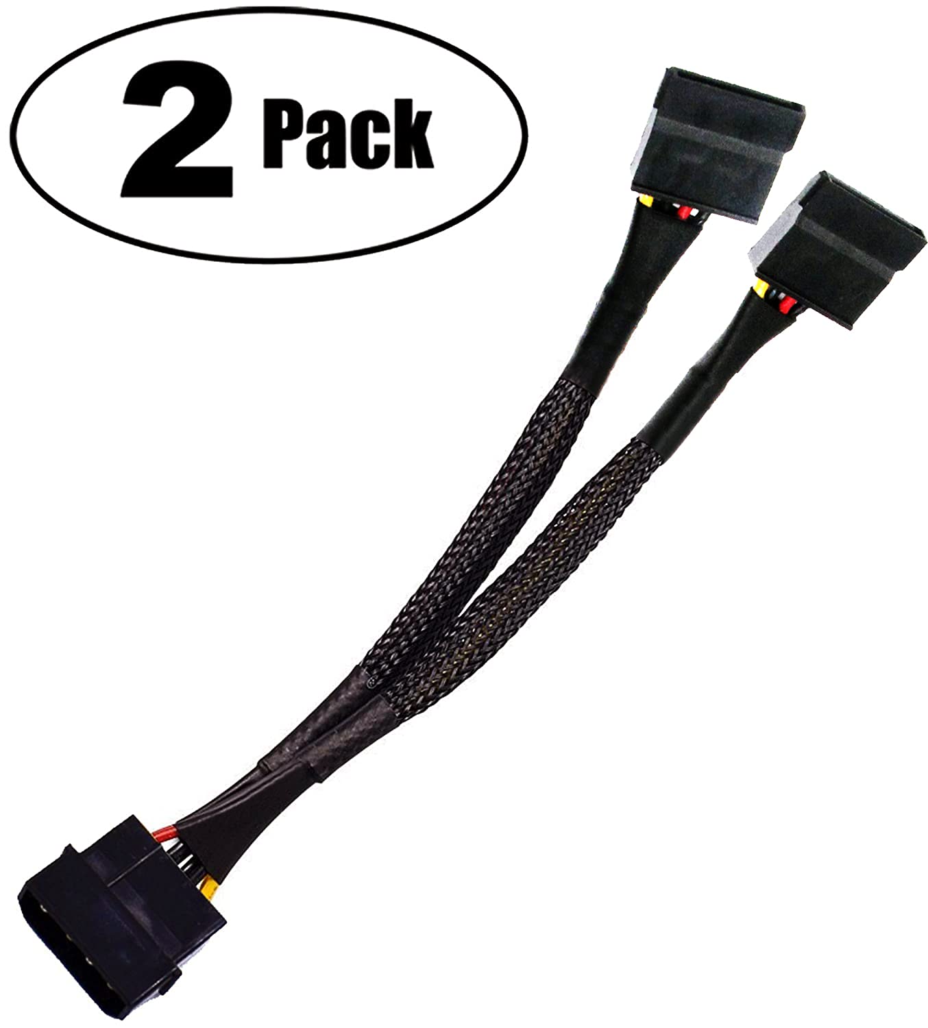 TeamProfitcom 4 Pin Male IDE to Dual 15 Pin Female SATA Power Splitter Adapter Cable 8 Inches 2 Pack for Hard Drive SSD Extension - View 2 of 5