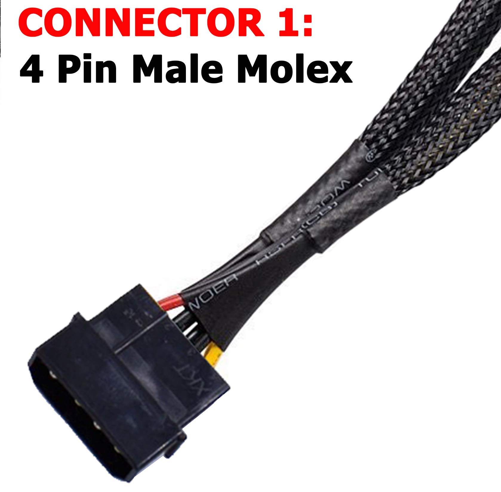 TeamProfitcom 4 Pin Male IDE to Dual 15 Pin Female SATA Power Splitter Adapter Cable 8 Inches 2 Pack for Hard Drive SSD Extension - View 3 of 5