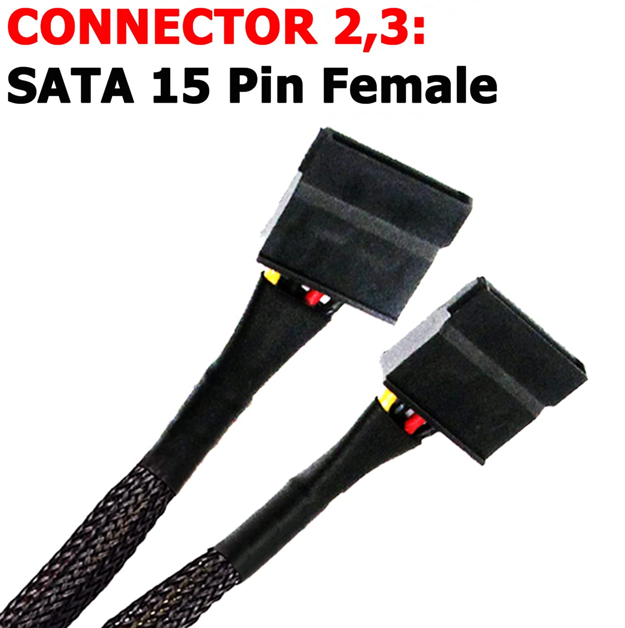 TeamProfitcom 4 Pin Male IDE to Dual 15 Pin Female SATA Power Splitter Adapter Cable 8 Inches 2 Pack for Hard Drive SSD Extension - View 4 of 5