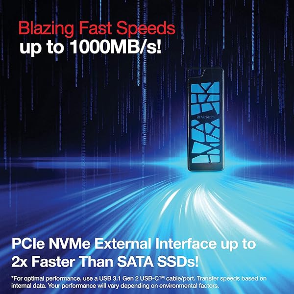 Verbatim Verbatim 1TB VGX1000 Portable Gaming SSD Fast 1000 MBs PCIe NVMe USB-C External Solid State Drive for Gamers - View 6 of 8