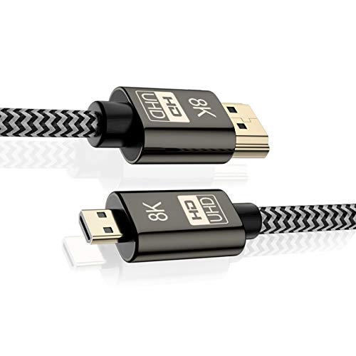 cablecc Cablecc Micro HDMI to HDMI 2.1 8K 60Hz & 4K 120Hz Cable - 1.5M Ultra-HD 48Gbps for Camera & Tablet - View 4 of 10