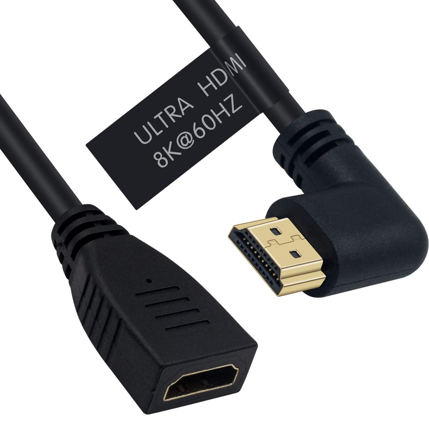 Poyiccot 8K HDMI Extension Cable 90 Degree Right Angle Male to Female 48Gbps 8K 60Hz 4K 120Hz 2feet for Laptop and PC - View 2 of 7