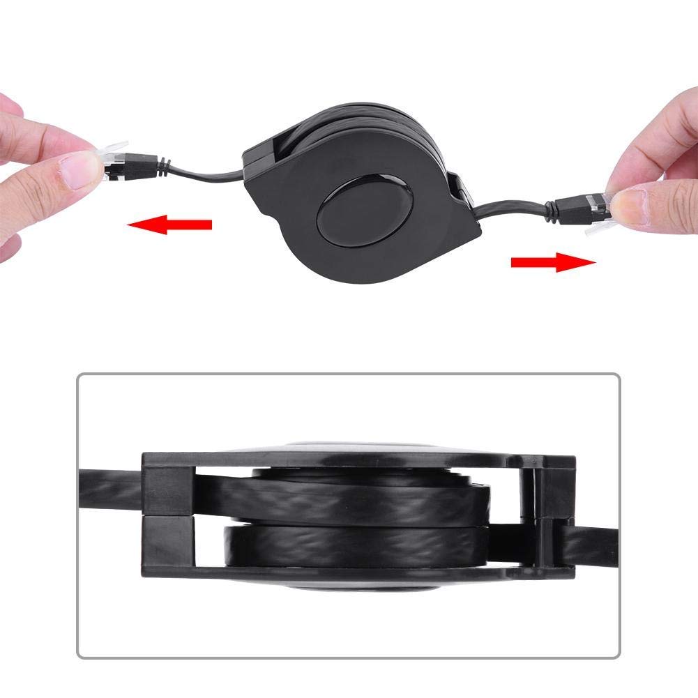 Demeras Demeras 2m Retractable CAT6 Ethernet Cable - Adjustable RJ45 LAN for Modem, Router, PC, Laptop, PS2 - Black - View 6 of 9