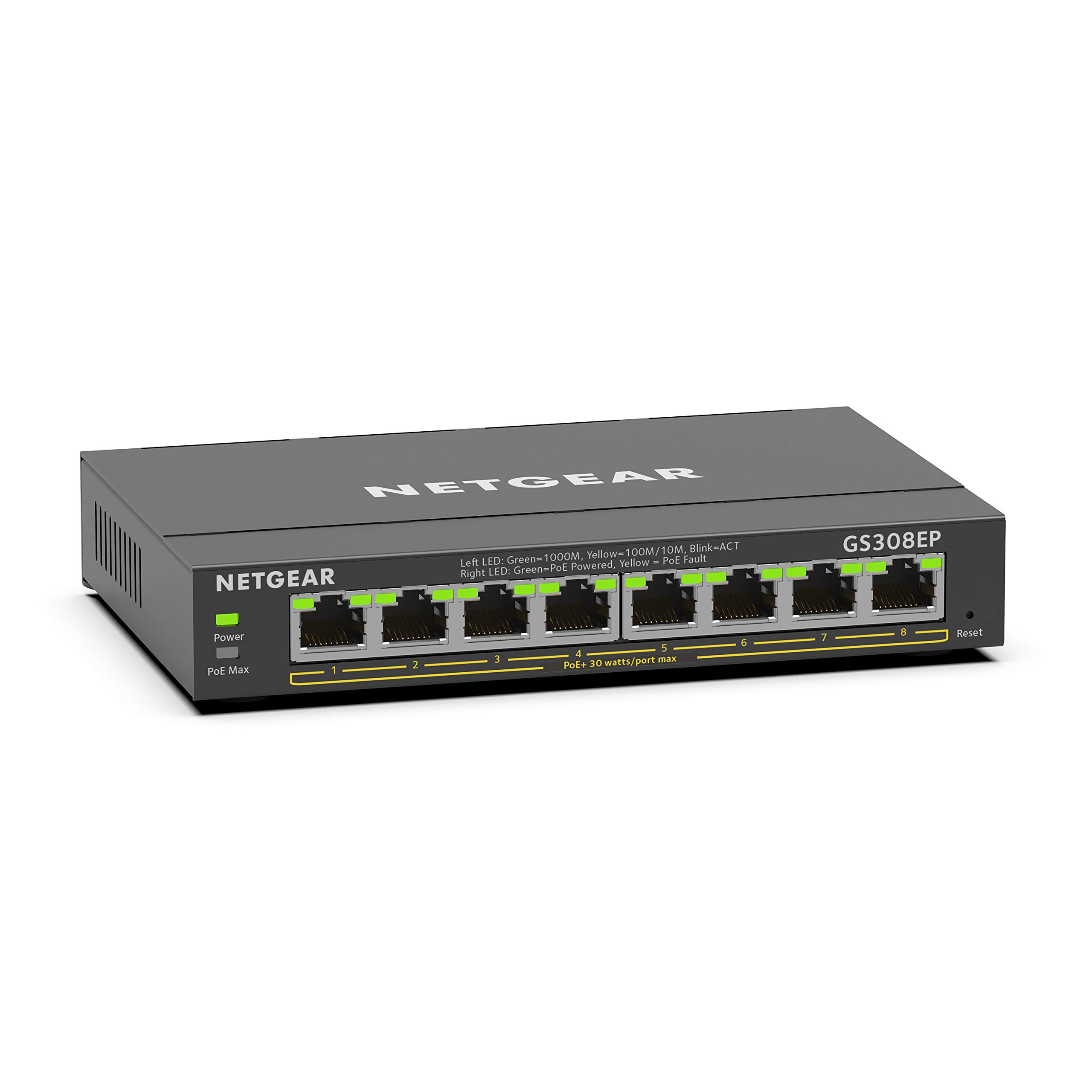 NETGEAR NETGEAR 8 Port PoE Gigabit Ethernet Easy Smart Managed Switch GS308EP 8 PoE+ Ports 62W Desktop Wall Mount