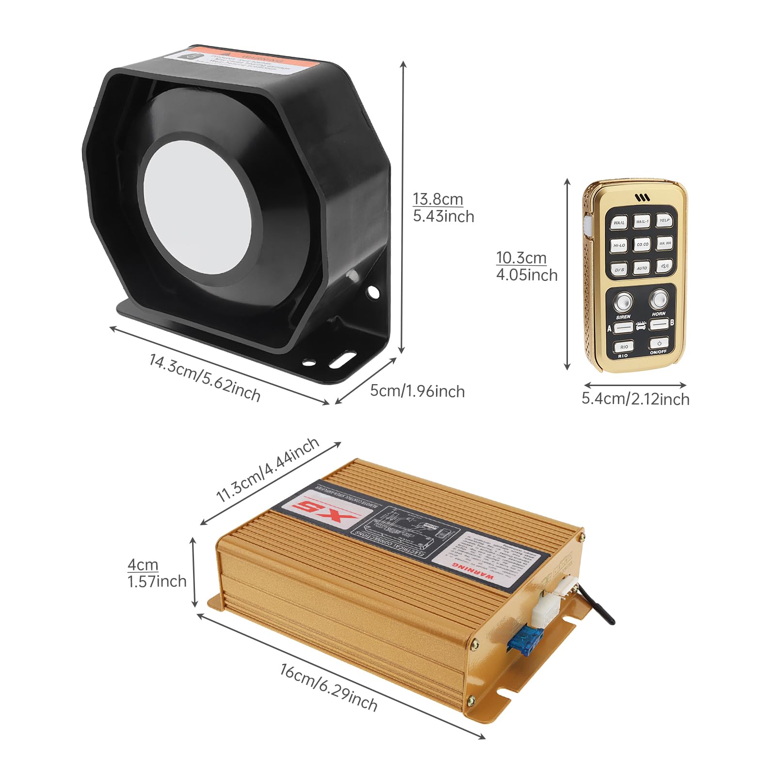 ePathChina DC12V 200W Loud Car Warning Alarm Police Siren Horn Speaker with MIC System and Remote Control - View 2 of 9