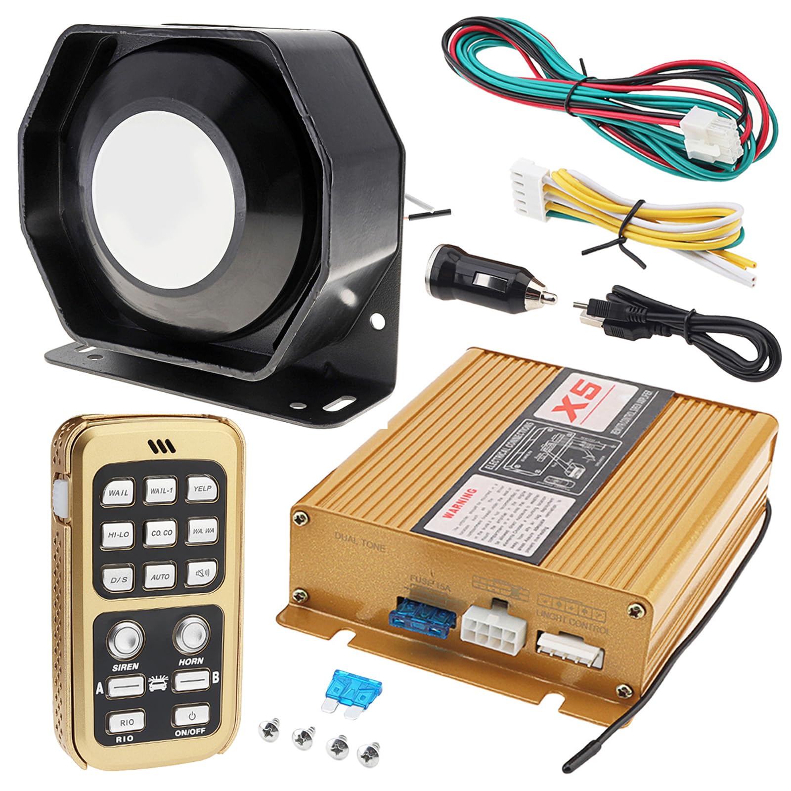 ePathChina DC12V 200W Loud Car Warning Alarm Police Siren Horn Speaker with MIC System and Remote Control