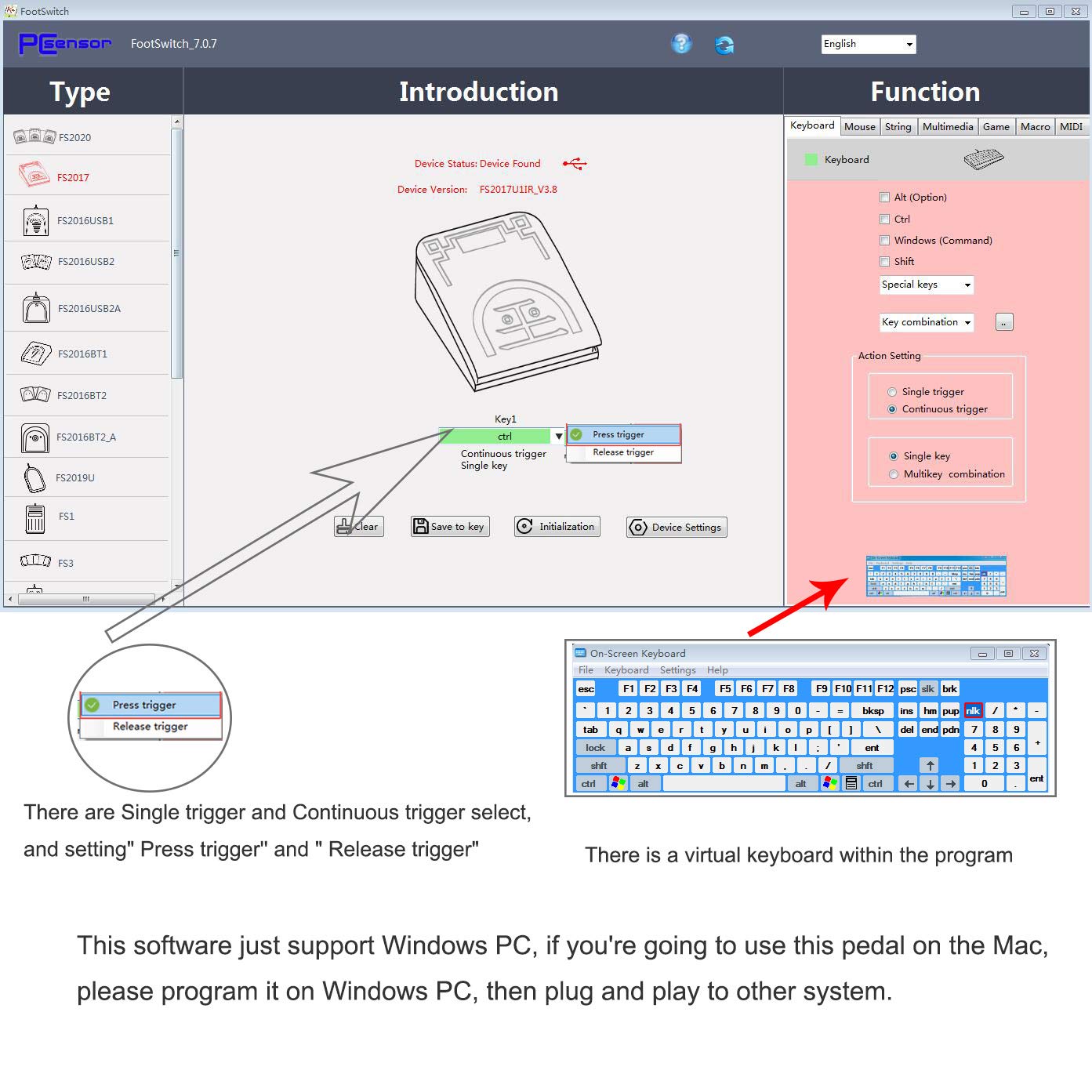 iKKEGOL USB Triple Foot Pedal Optical Switch Control for Computer Keyboard Mouse Game Action 3 Key Programmable Device - View 6 of 6