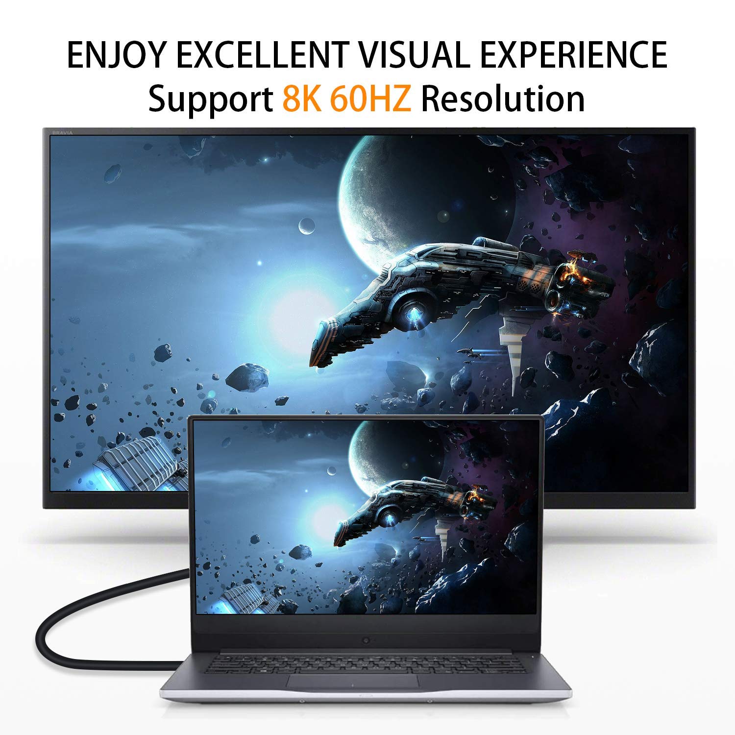 Poyiccot 8K HDMI Extension Cable 90 Degree Male to Female 48Gbps 8K 60Hz for TV Xbox PS4 PS5 0.5feet - View 3 of 7