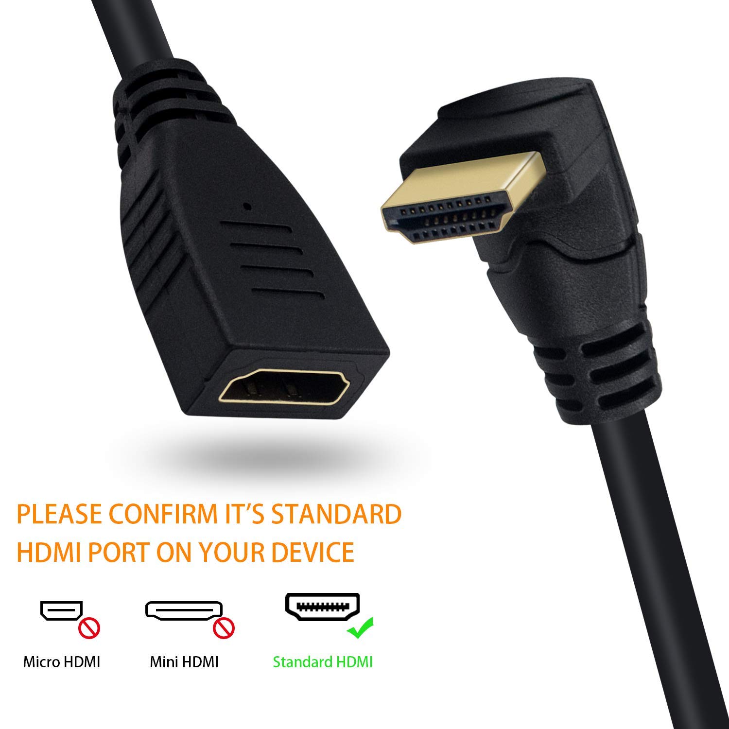 Poyiccot 8K HDMI Extension Cable 90 Degree Male to Female 48Gbps 8K 60Hz for TV Xbox PS4 PS5 0.5feet - View 4 of 7