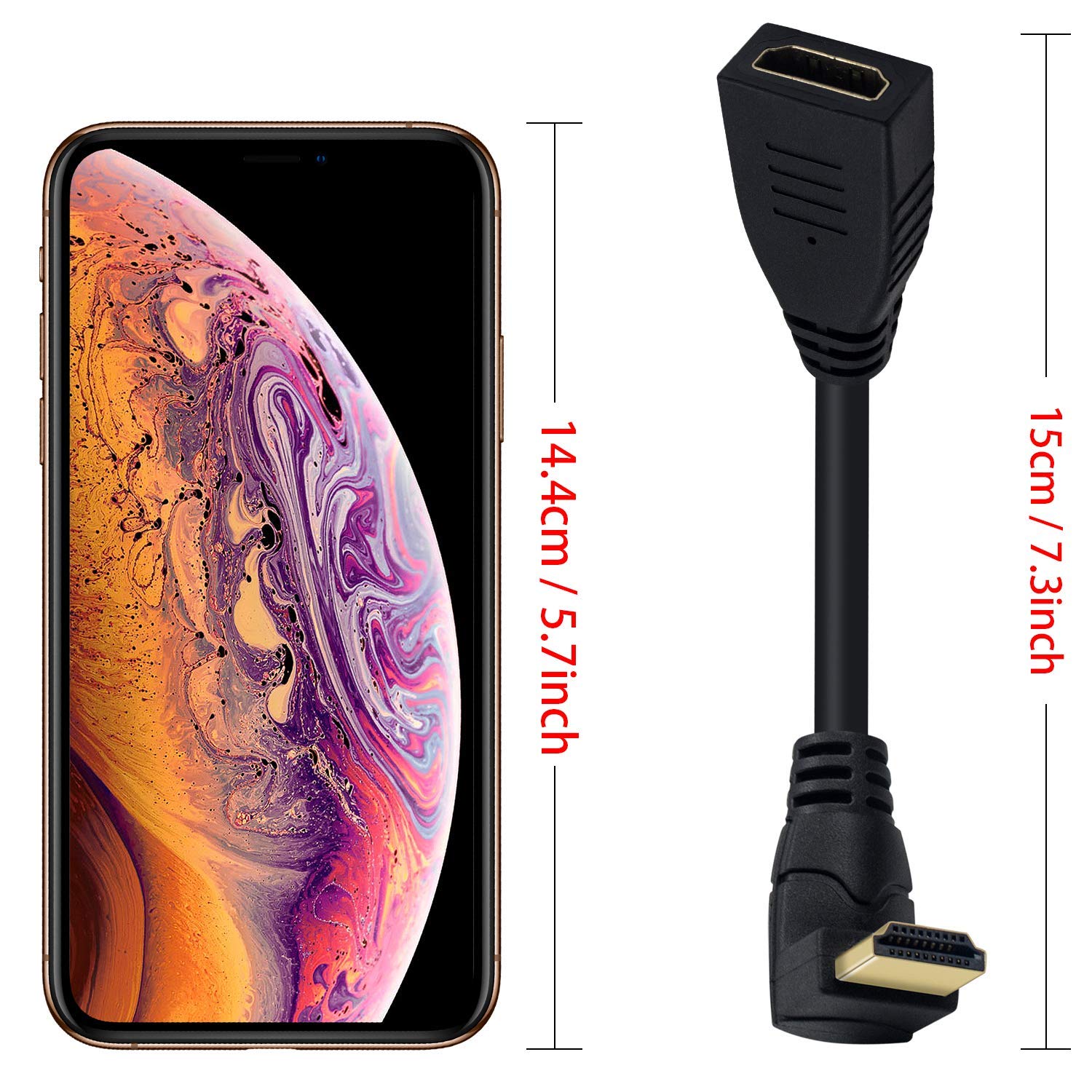 Poyiccot 8K HDMI Extension Cable 90 Degree Male to Female 48Gbps 8K 60Hz for TV Xbox PS4 PS5 0.5feet - View 6 of 7