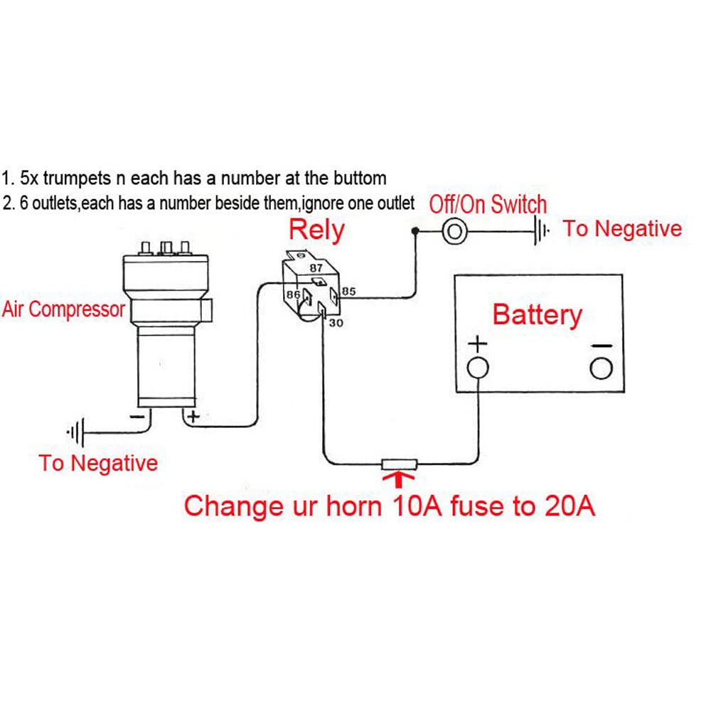 ePathChina 5pcs 12V 125dB Dixie Musical Sound Air Horn Kit Powerful Loud Trumpet with Compressor for 12V Vehicle Car Truck Boats Silver - View 6 of 9