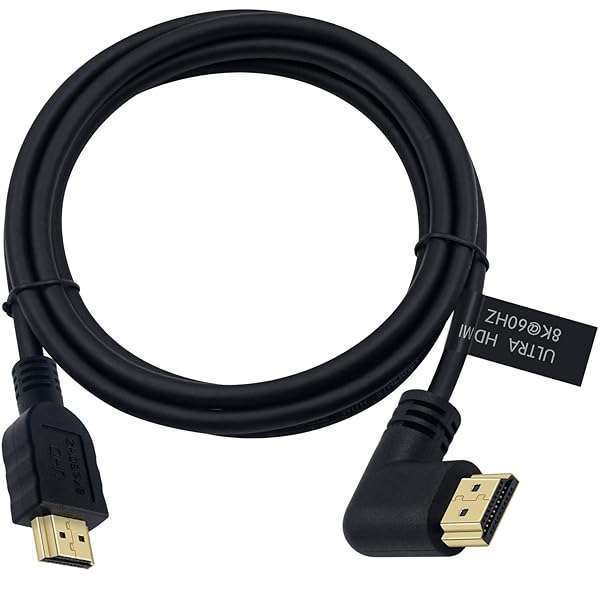 Poyiccot Buy Poyiccot 8K HDMI 2.1 Cable 6ft - Ultra High Speed 48Gbps, 90 Degree Left Angle for PS5/Xbox/3D HDR TV